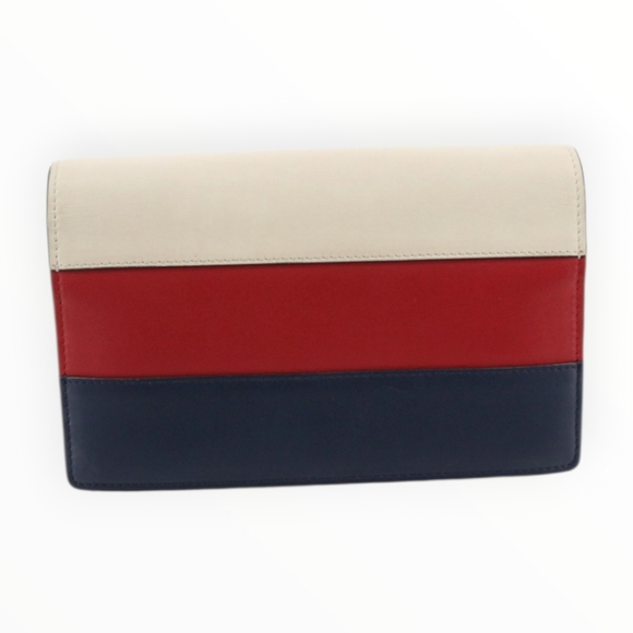 Gucci Bee Crossbody Chain Clutch Bag With Dust Bag Red White Blue Leather - Picture 4 of 9